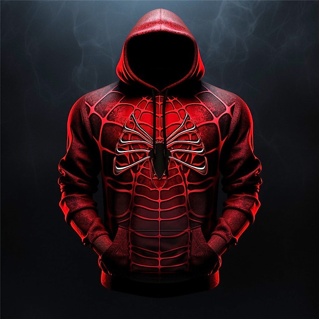 Halloween Spider Web 3D Print Graphic Hoodie with Front Pocket for Fashion, Outdoor, and Holiday Wear